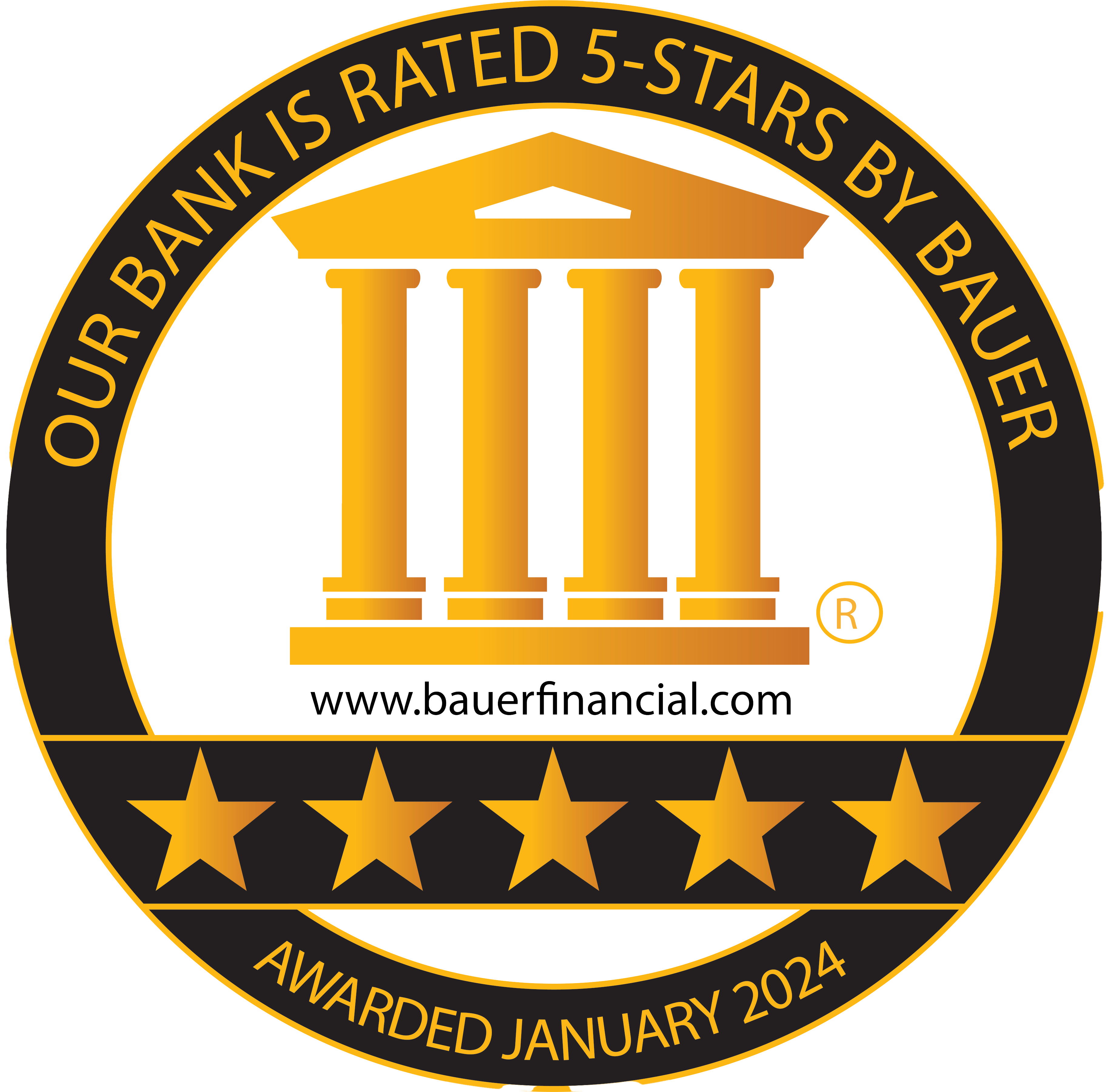 Our bank is rated 5 stars by BAUER