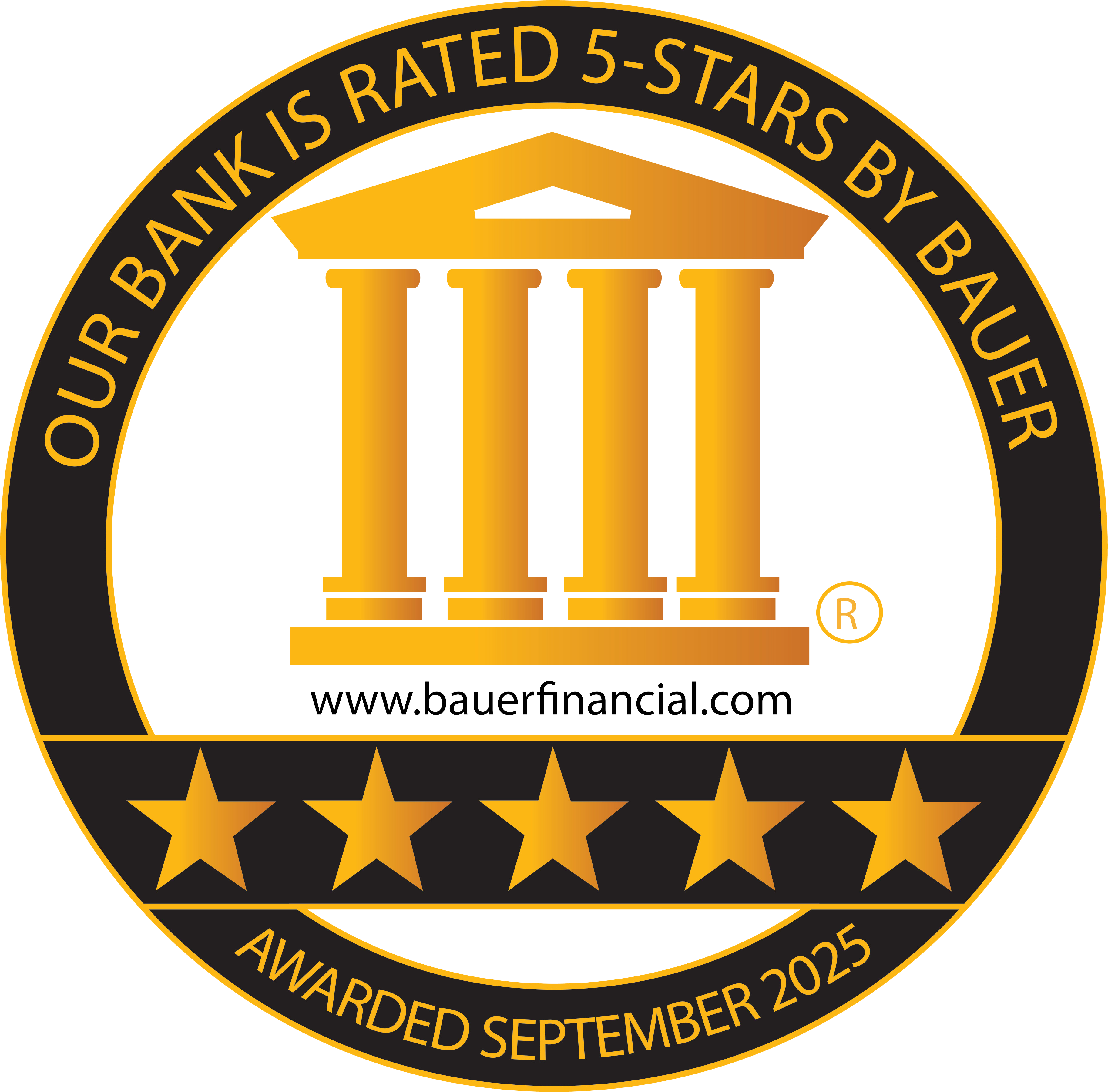 Our bank is rated 5 stars by BAUER